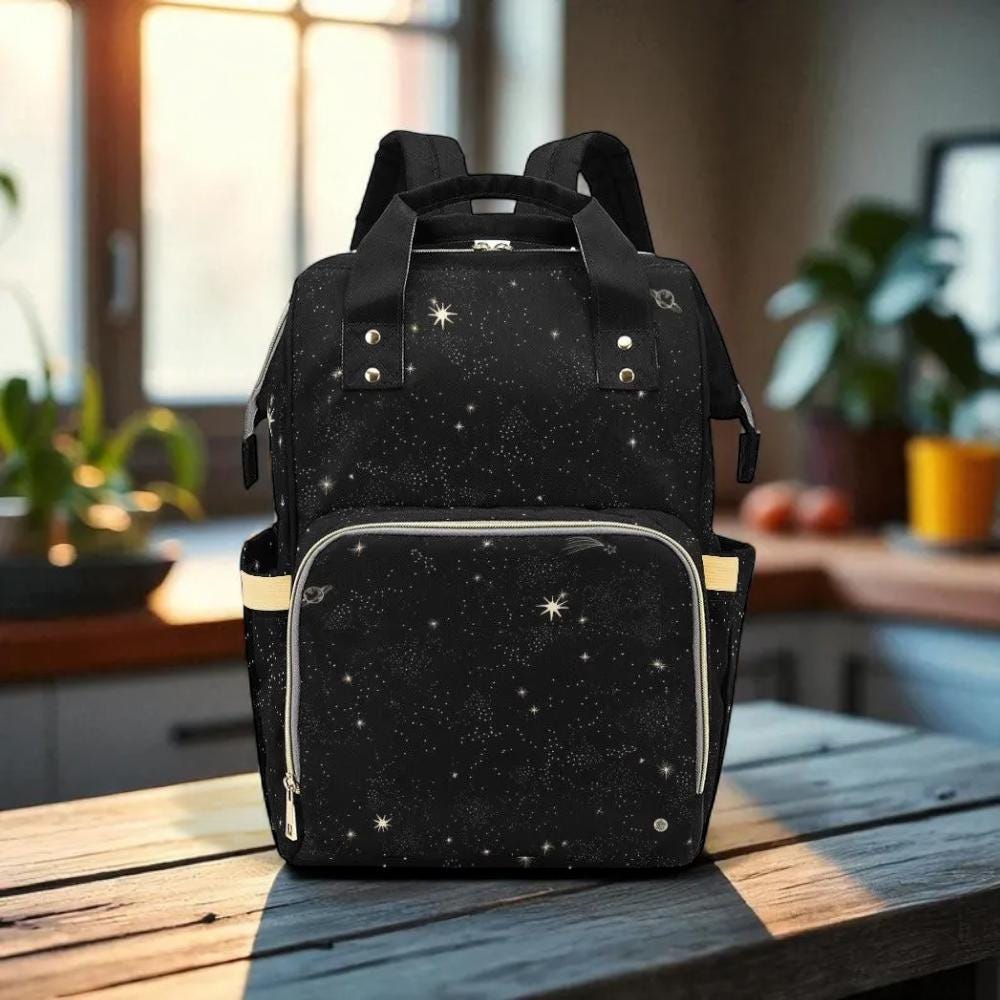 Starry Night Backpack, Celestial Diaper Bag, Witchy Astrology Travel Pack