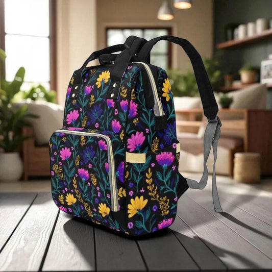 Floral Print Backpack: Cottagecore Diaper Bag, Teacher Tote