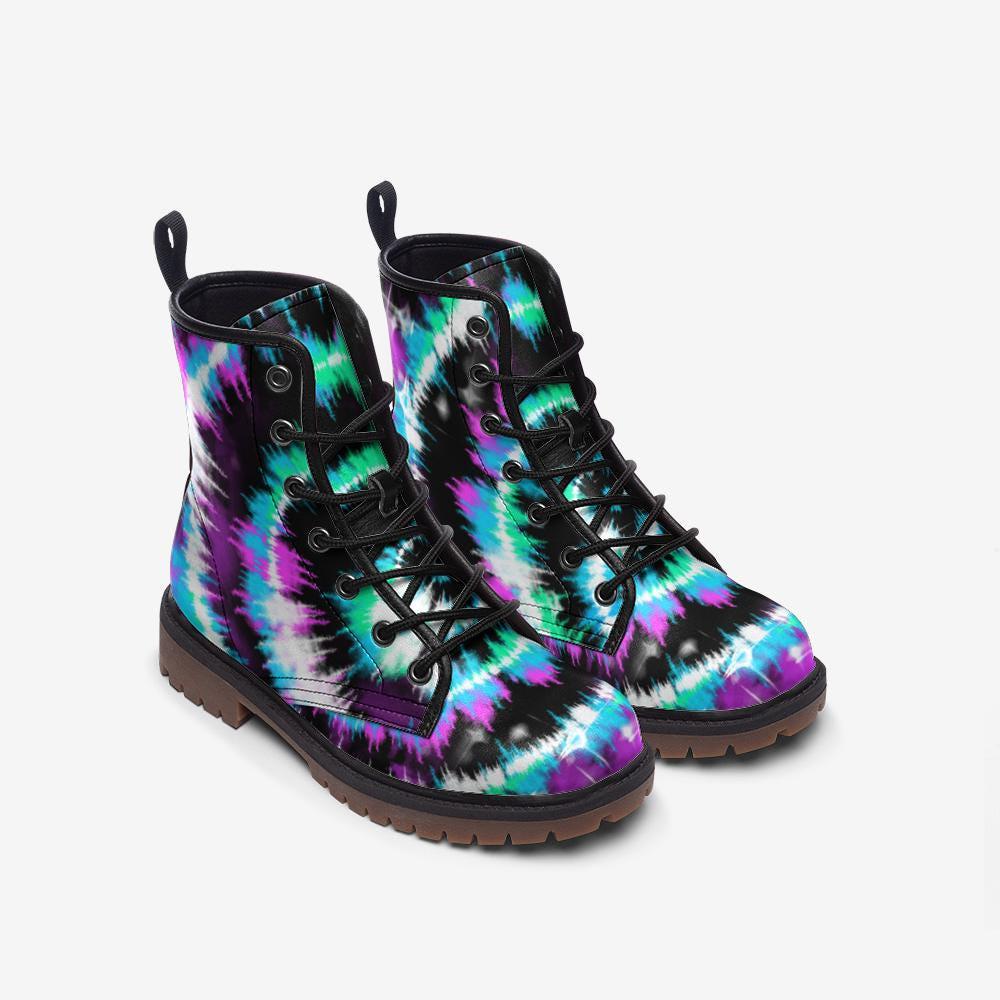 Pastel Glitter Boots, Blue Speckled Combat Shoes, Fairy Grunge Lace Up Ankle Boots
