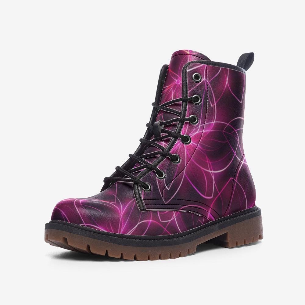 Spiderweb Combat Boots, Neon Halloween Lace Up Boots, Colorful Goth Festival Shoes