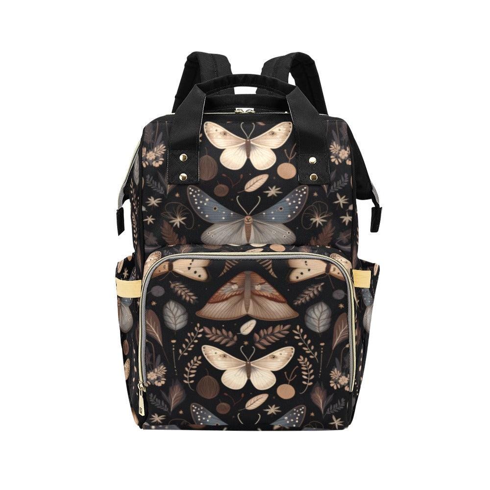 Moth Botanical Backpack, Nature Inspired Insect Pattern Bag