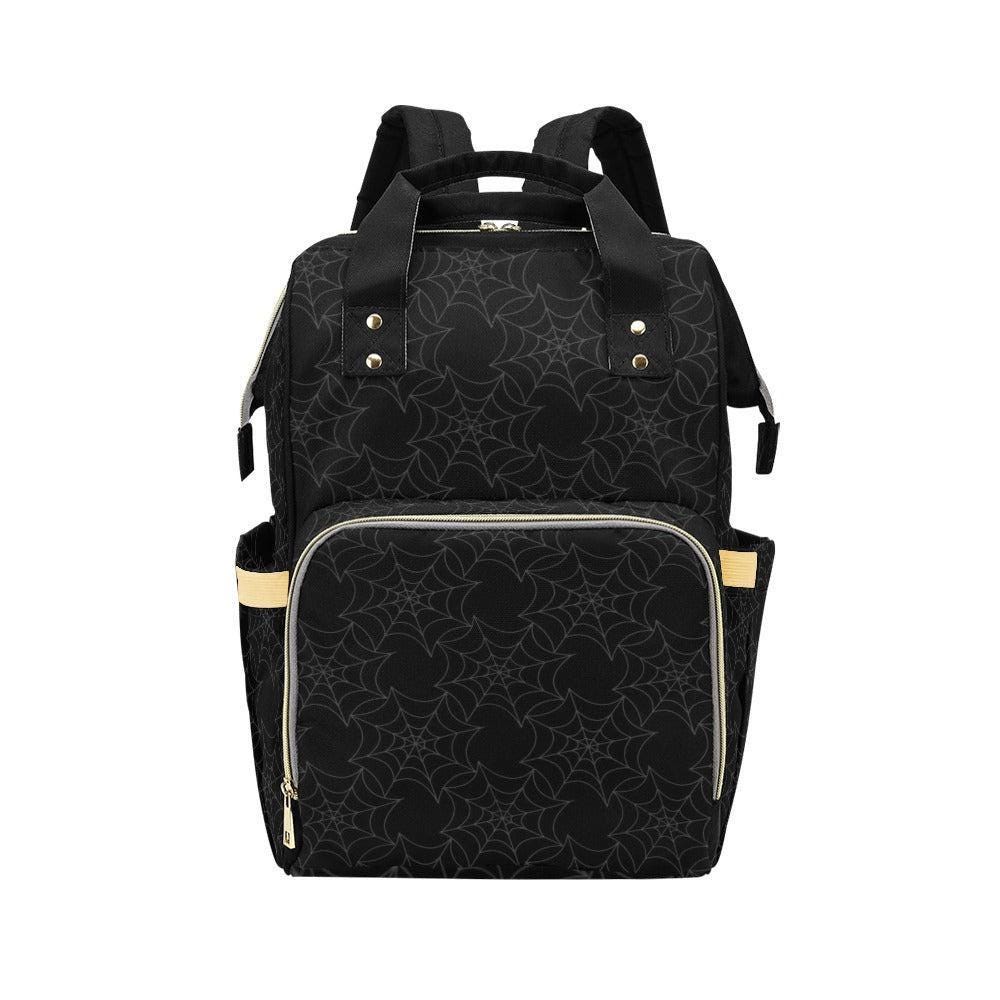 Spiderweb Pattern Diaper Backpack, Black Occult Baby Bag