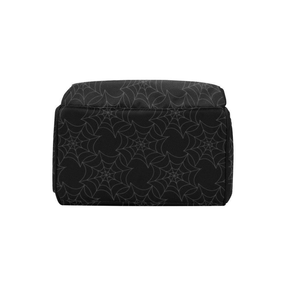 Spiderweb Pattern Diaper Backpack, Black Occult Baby Bag