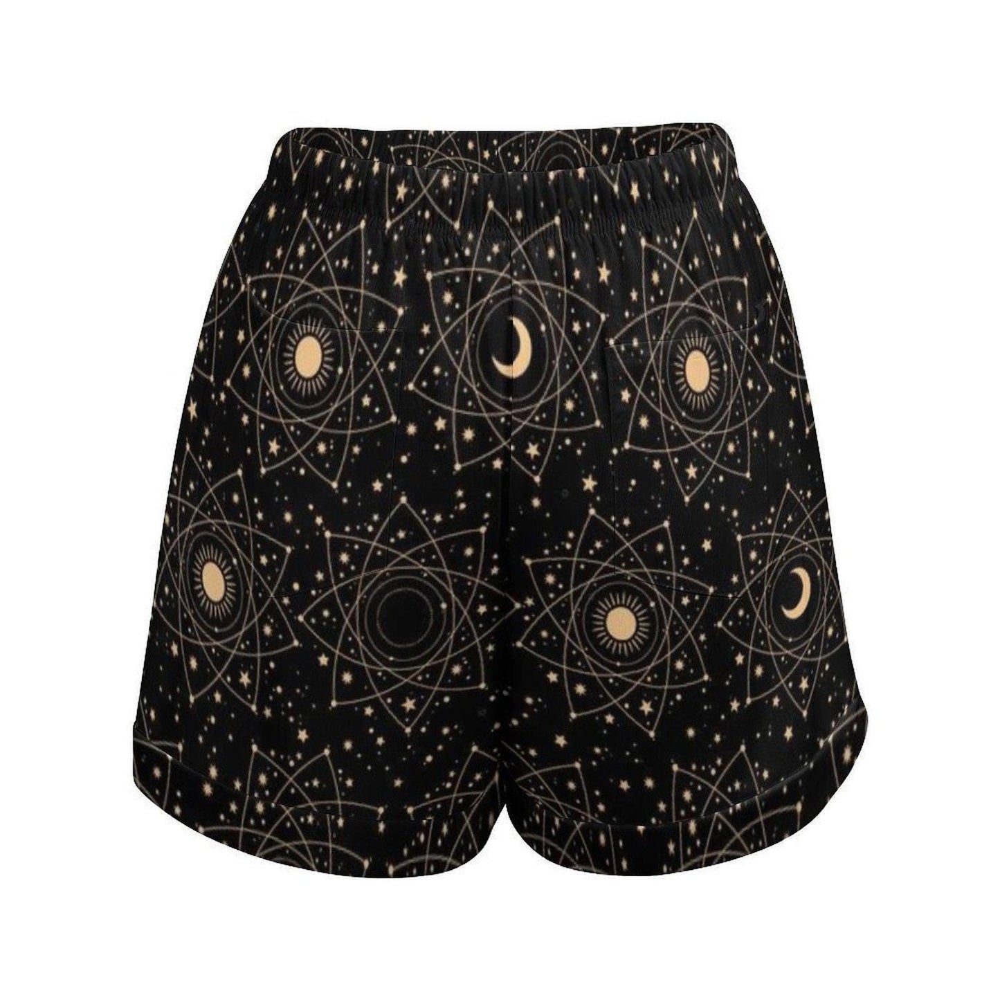 Celestial Lounge Shorts, Moon Star Pajama Shorts, Boho Summer Drawstring Shorts