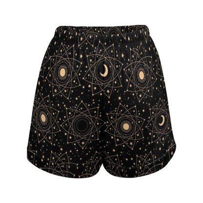 Celestial Lounge Shorts, Moon Star Pajama Shorts, Boho Summer Drawstring Shorts