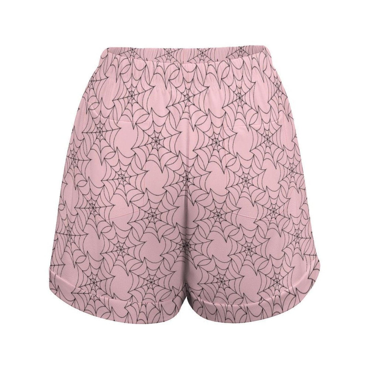 Pink Spiderweb Shorts, Pastel Goth Lounge Shorts, Cute Spooky Pajama Bottoms