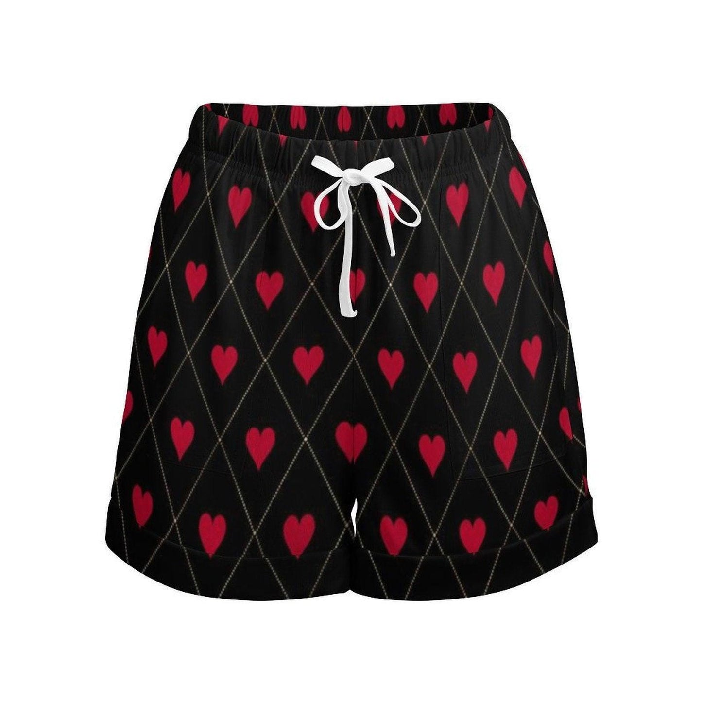 Heart Print Lounge Shorts, Valentine Pajama Shorts, Cute Summer Sleep Shorts for Women