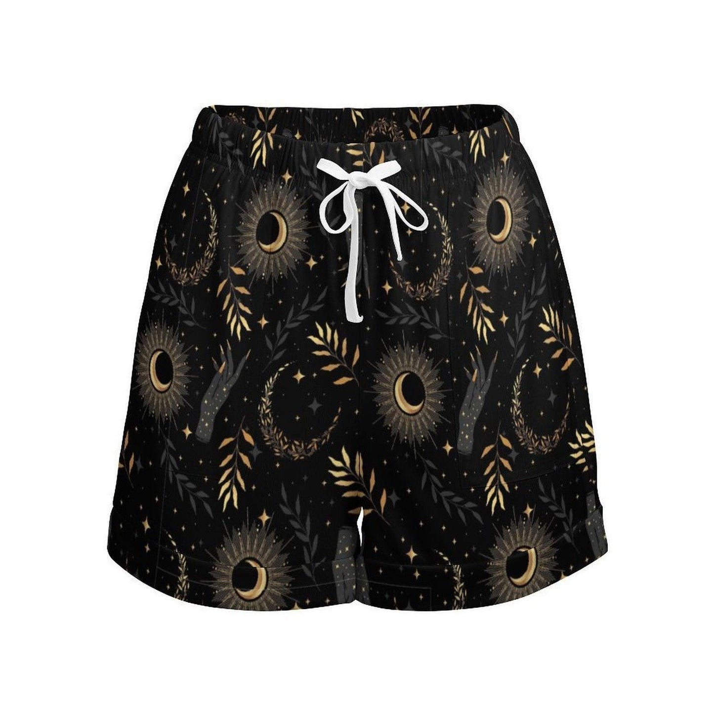 Celestial Lounge Shorts Sun Moon Drawstring Shorts Astrology Boho Summer Bottoms