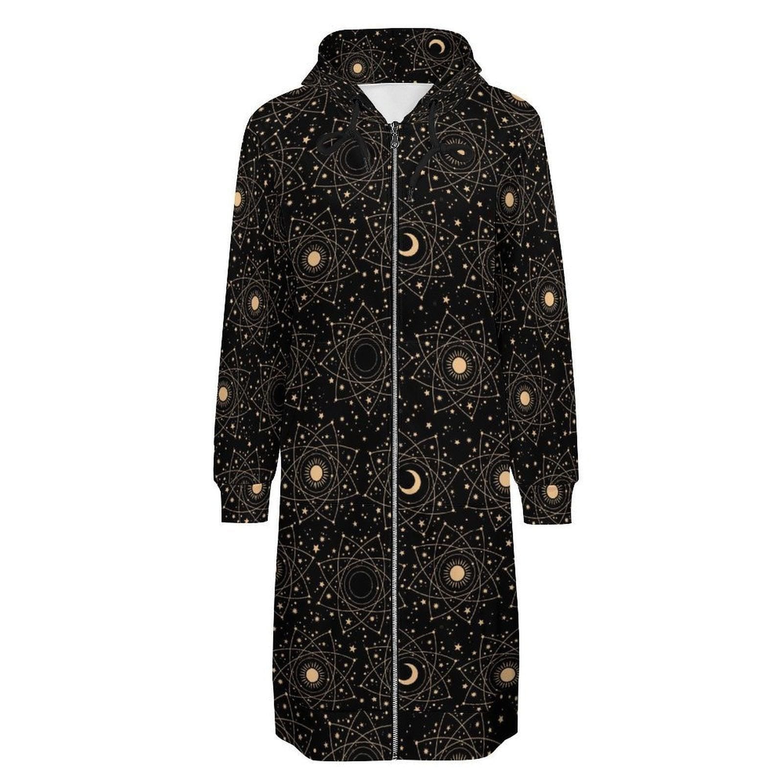 Constellation Print Hooded Coat Lightweight Women’s Jacket