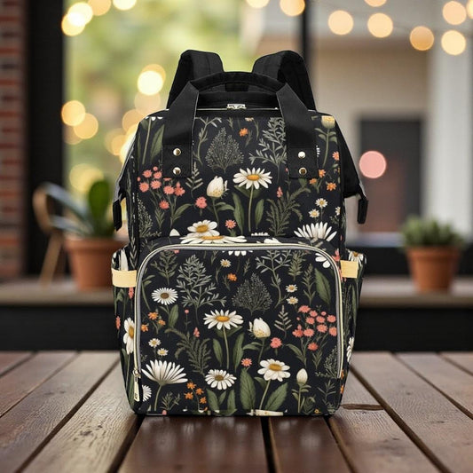 Floral Diaper Backpack, Cottagecore Daisy Print, Mom Garden Bag
