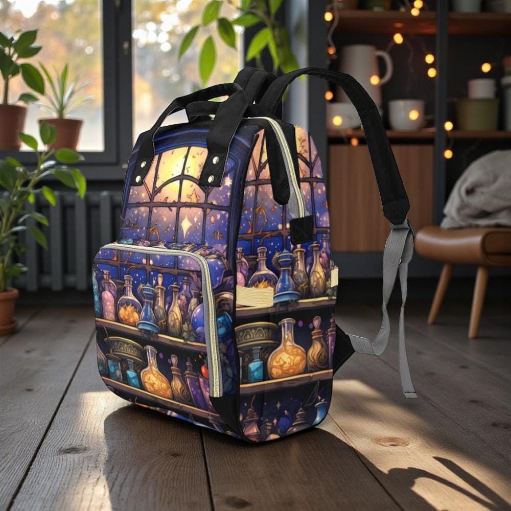 Witch Potion Backpack, Celestial Bookish Bag, Fantasy School Diaper Backpack