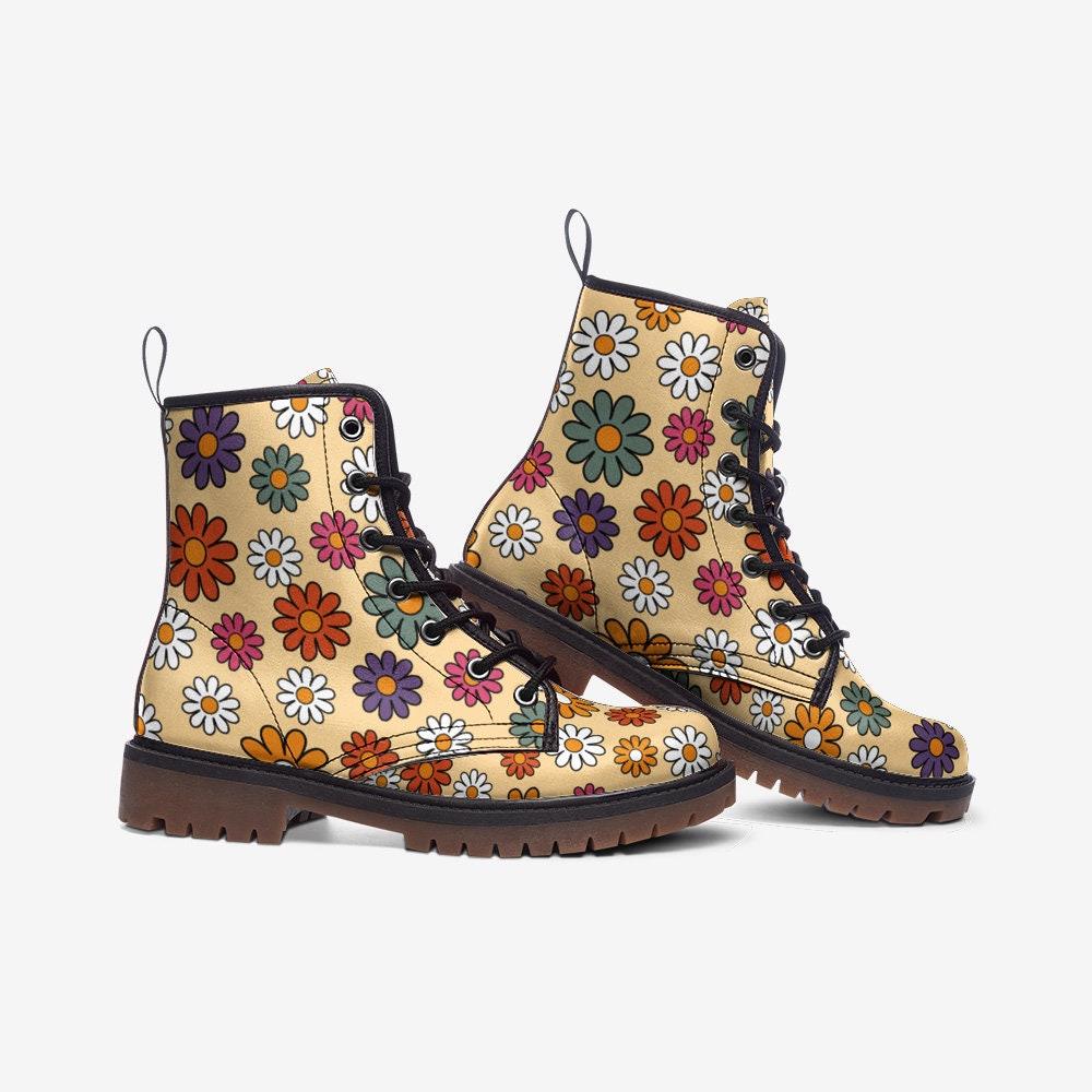 Retro Floral Combat Boots