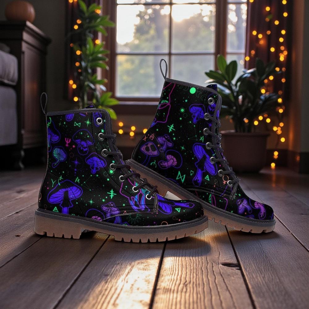 Cosmic Mushroom Combat Boots