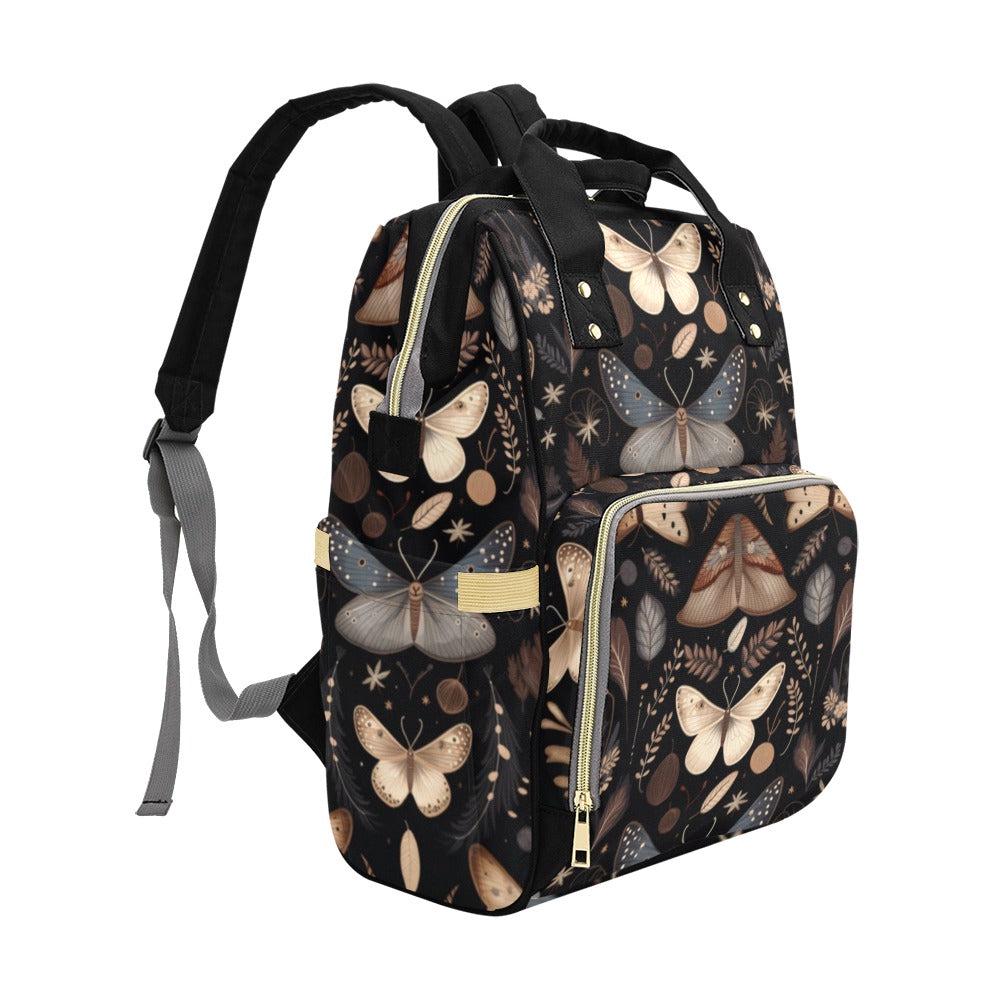 Moth Botanical Backpack, Nature Inspired Insect Pattern Bag