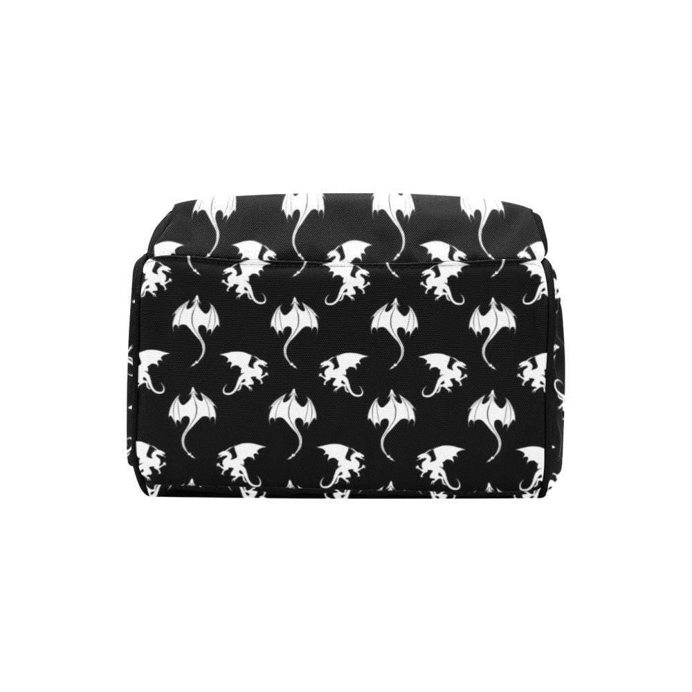 Dragon Pattern Diaper Backpack, Dark Fantasy Baby Bag with Mythical Creature Print