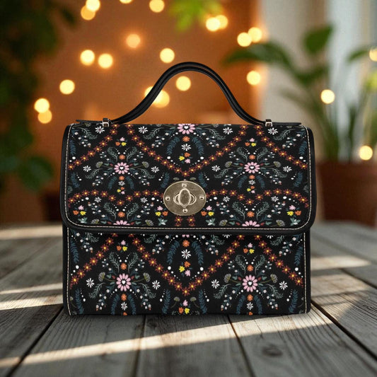 Dark Floral Handbag, Cottagecore Purse, Vintage Floral Bag, Gift for Her