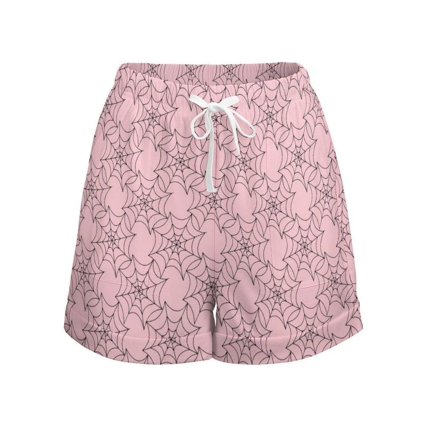 Pink Spiderweb Shorts, Pastel Goth Lounge Shorts, Cute Spooky Pajama Bottoms