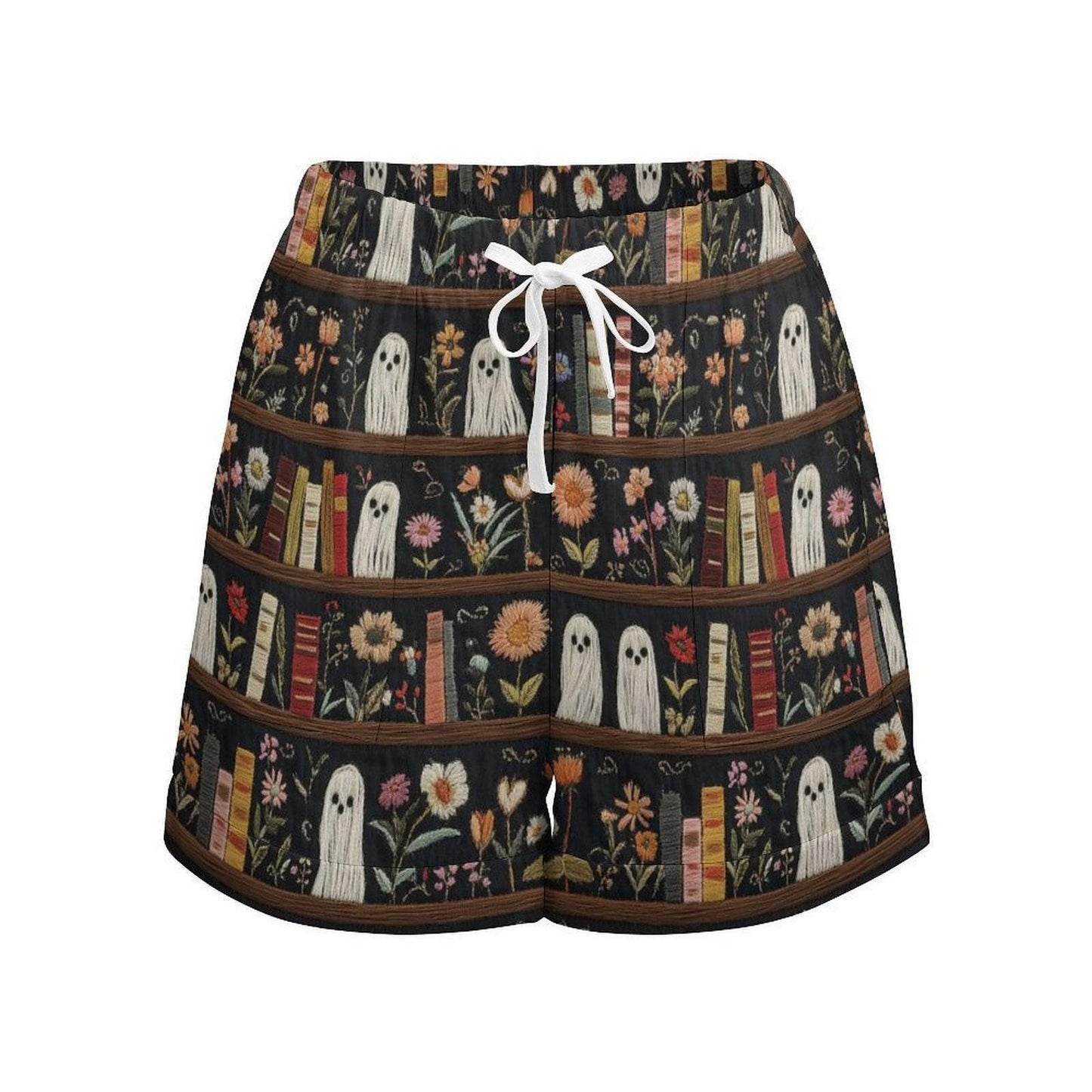 Spooky Ghost Library Print High Rise Relaxed Fit Summer Short