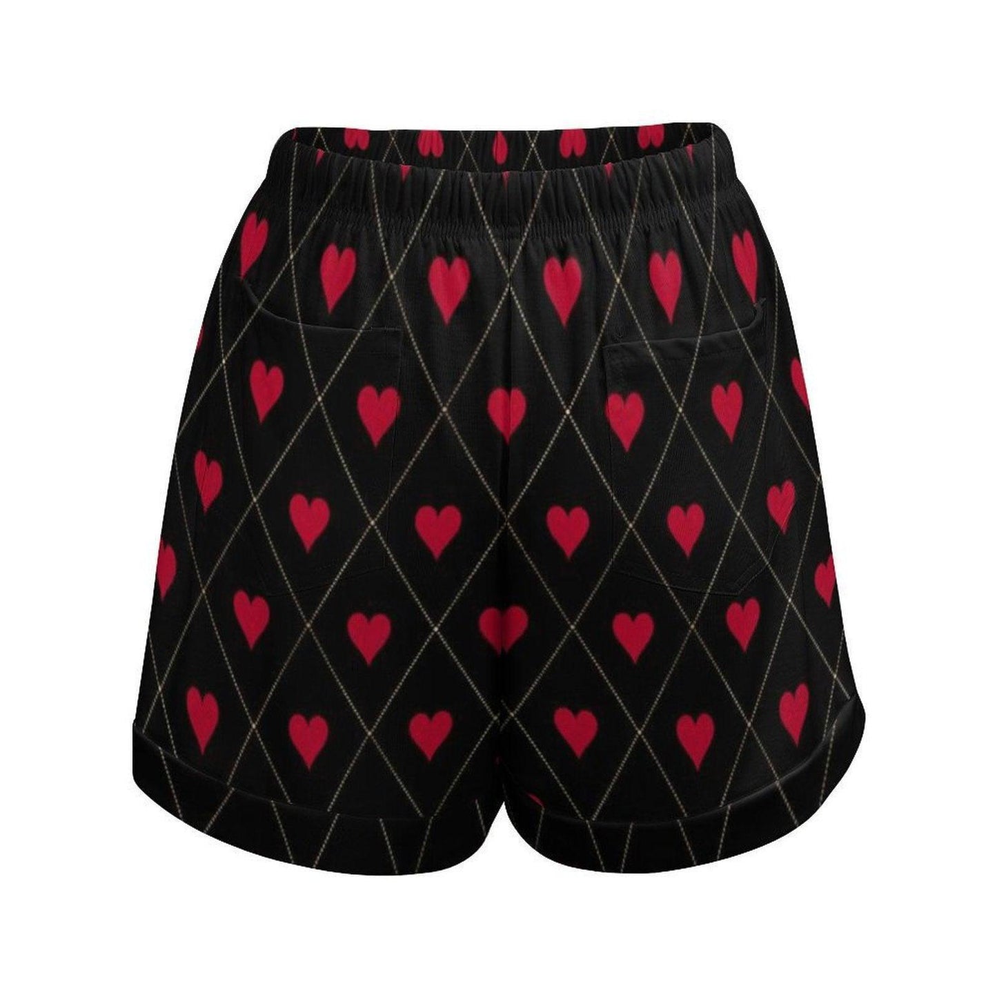 Heart Print Lounge Shorts, Valentine Pajama Shorts, Cute Summer Sleep Shorts for Women