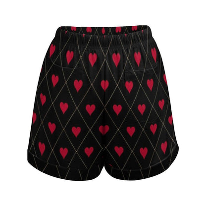 Heart Print Lounge Shorts, Valentine Pajama Shorts, Cute Summer Sleep Shorts for Women
