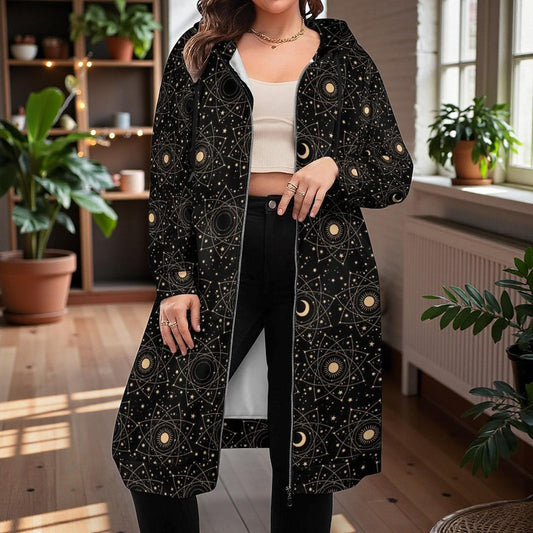 Constellation Print Hooded Coat Lightweight Women’s Jacket
