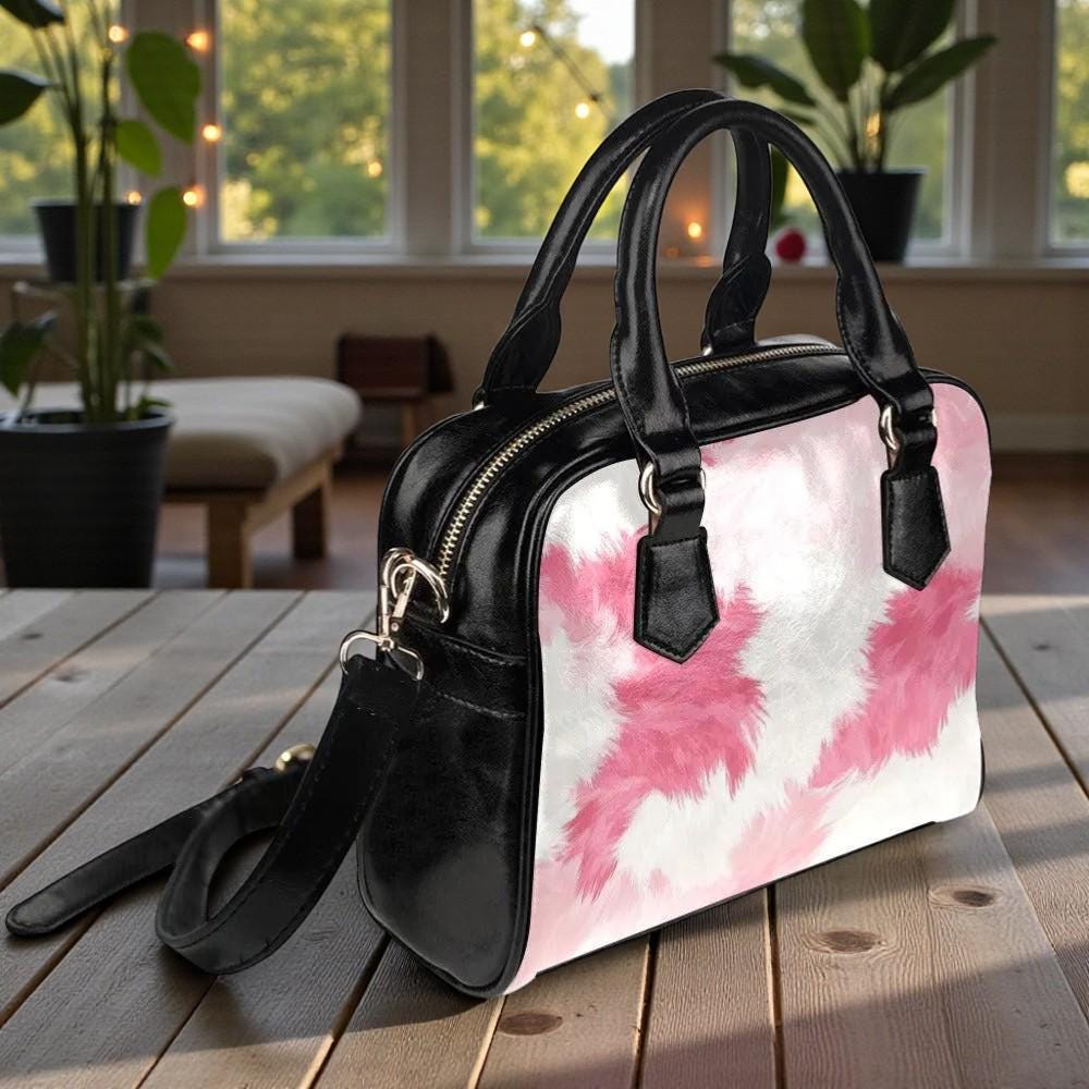 Pink Cowhide Satchel Bag, Western Crossbody Handbag, Rodeo Shoulder Purse