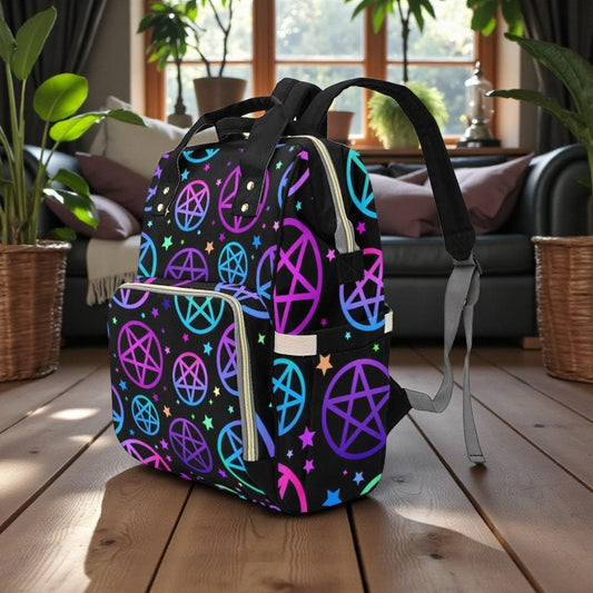 Neon Pentagram Backpack, Occult Witch Bag, Alternative School Bag