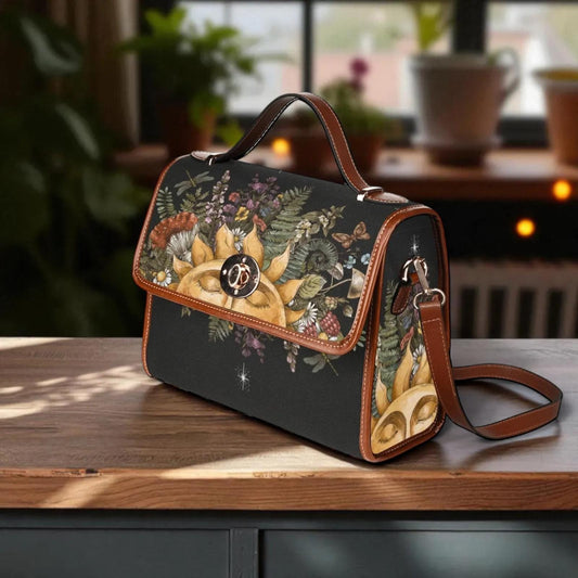 Celestial Sun Crossbody Bag, Cottagecore Botanical Structured Purse
