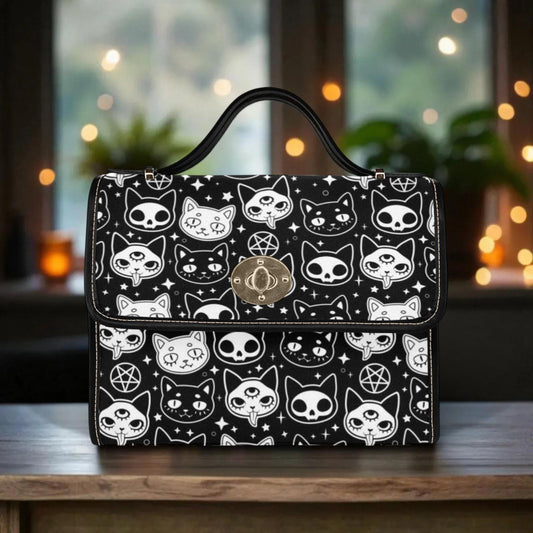 Spooky Cats Goth Satchel Bag Pastel Nu Occult Symbol Kawaii Alternative Witchy Vibes Purse