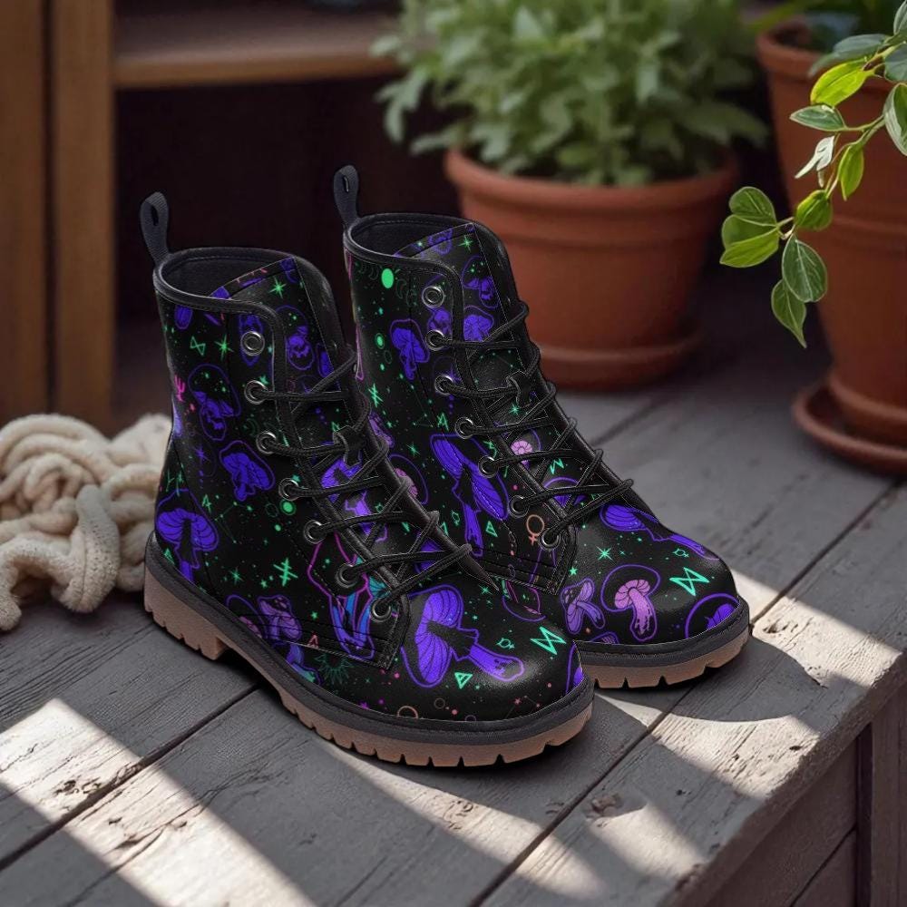Cosmic Mushroom Combat Boots