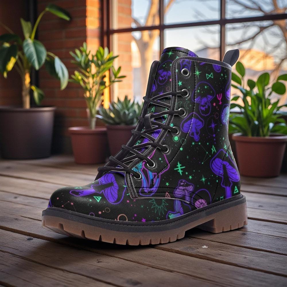 Cosmic Mushroom Combat Boots