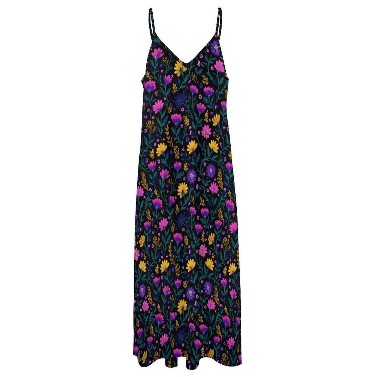Wildflower Maxi Dress, Garden Party Sundress, Boho Meadow Slip Dress for Women