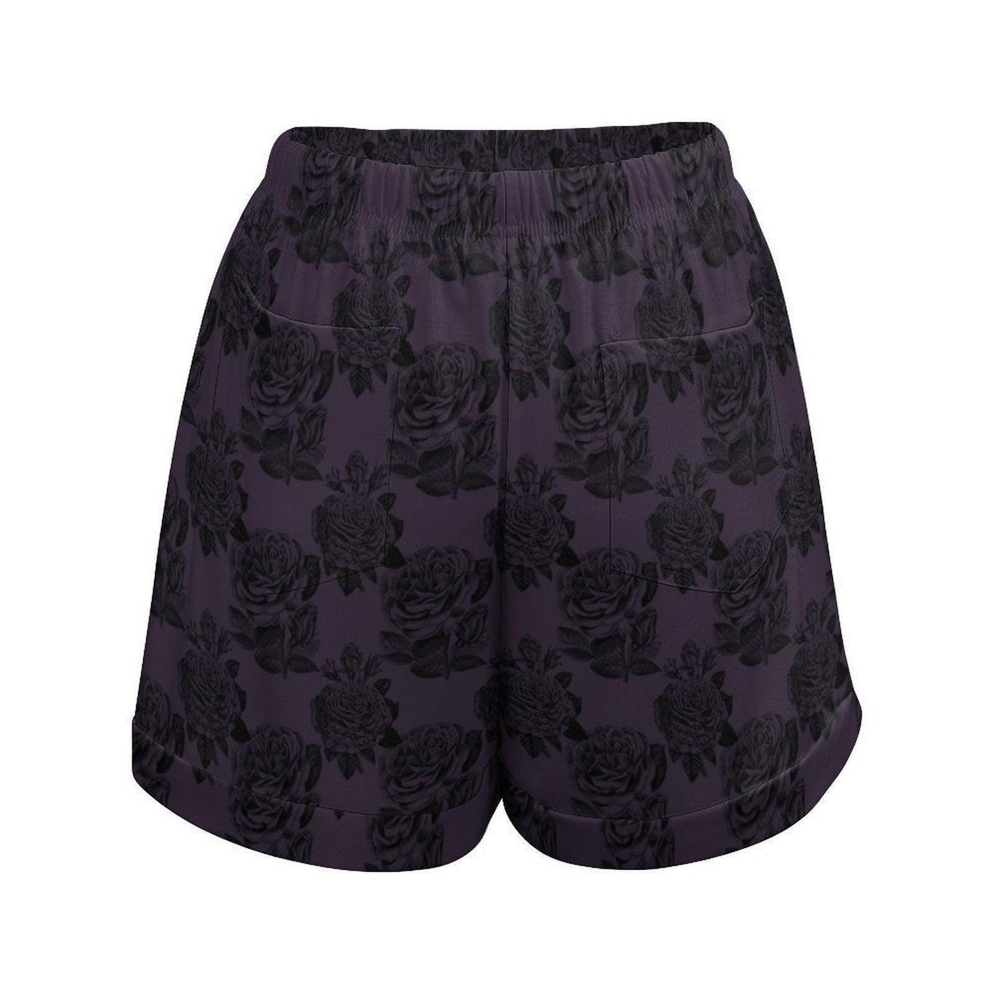 Rose Pajama Shorts for Women, Cottage Goth Sleep Shorts, Soft Drawstring Loungewear