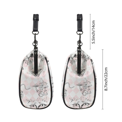 Kiss Lock Cat Handbag, Pastel Gothic Purse, Pink Harlequin Top Handle Bag