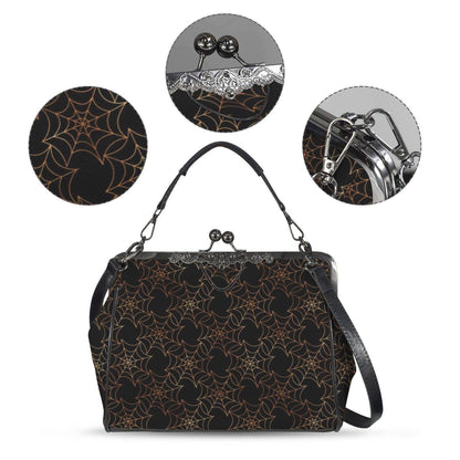 Spiderweb Kiss Lock Bag Vintage Frame Handbag Halloween Shoulder Purse