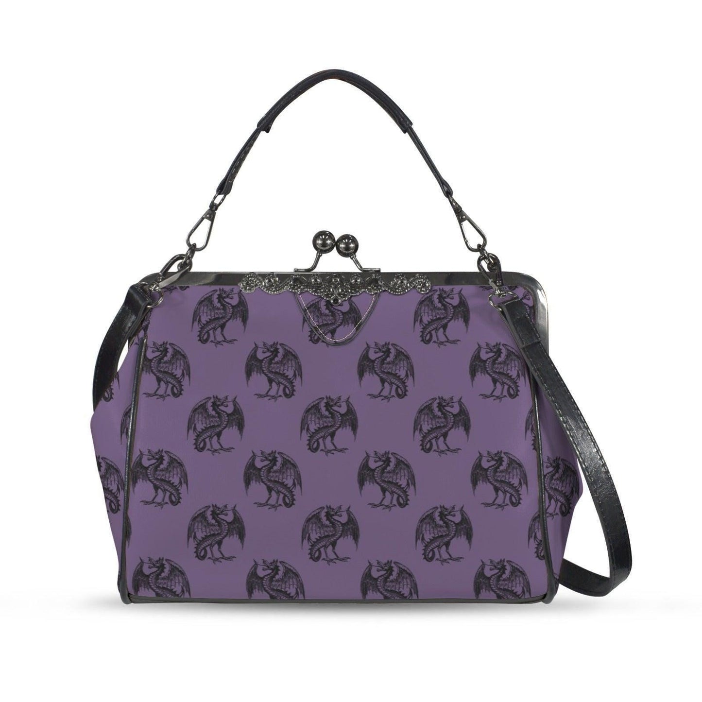 Dragon Kiss Lock Bag Purple Fantasy Handbag Statement Shoulder Purse