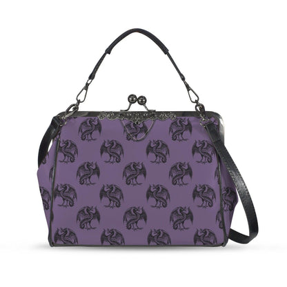 Dragon Kiss Lock Bag Purple Fantasy Handbag Statement Shoulder Purse