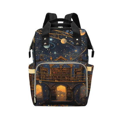 Celestial Library Backpack, Dark Academia Book Print Diaper Bag, Gothic Scholar Organizer