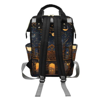 Celestial Library Backpack, Dark Academia Book Print Diaper Bag, Gothic Scholar Organizer