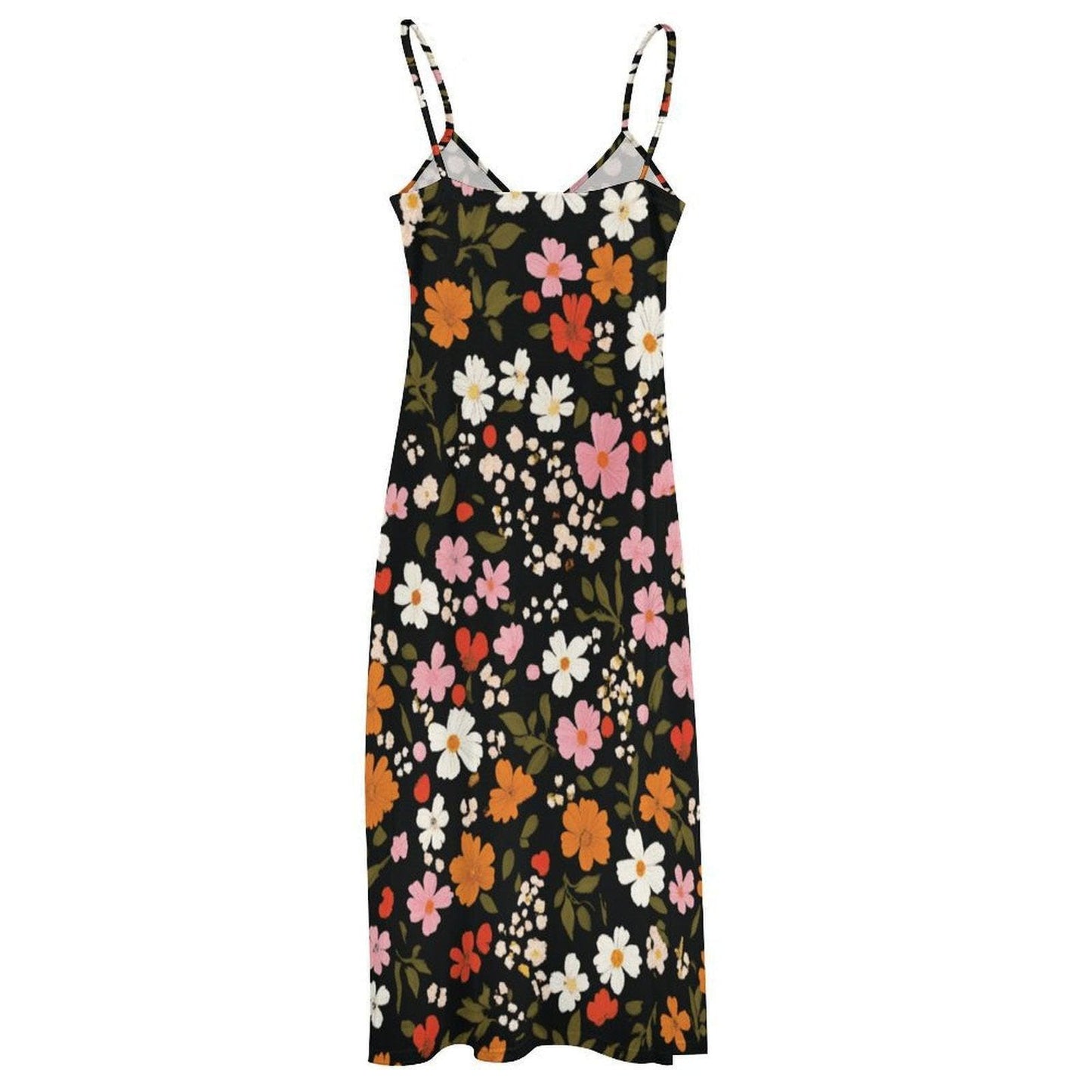 Black Floral Maxi Dress, Boho Sundress for Women, Cottagecore Summer Vacation Outfit