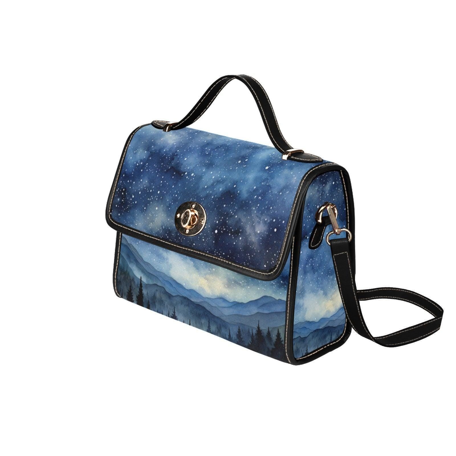 Starry Forest Purse, Celestial Landscape Satchel for Witches, Night Sky Handbag, Galaxy Shoulder Bag