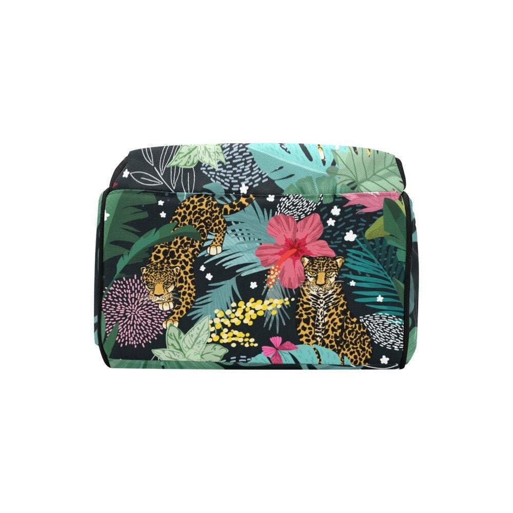 Leopard Diaper Bag Backpack, Tropical Baby Travel Bag, Floral Mom Backpack, Stroller Organizer