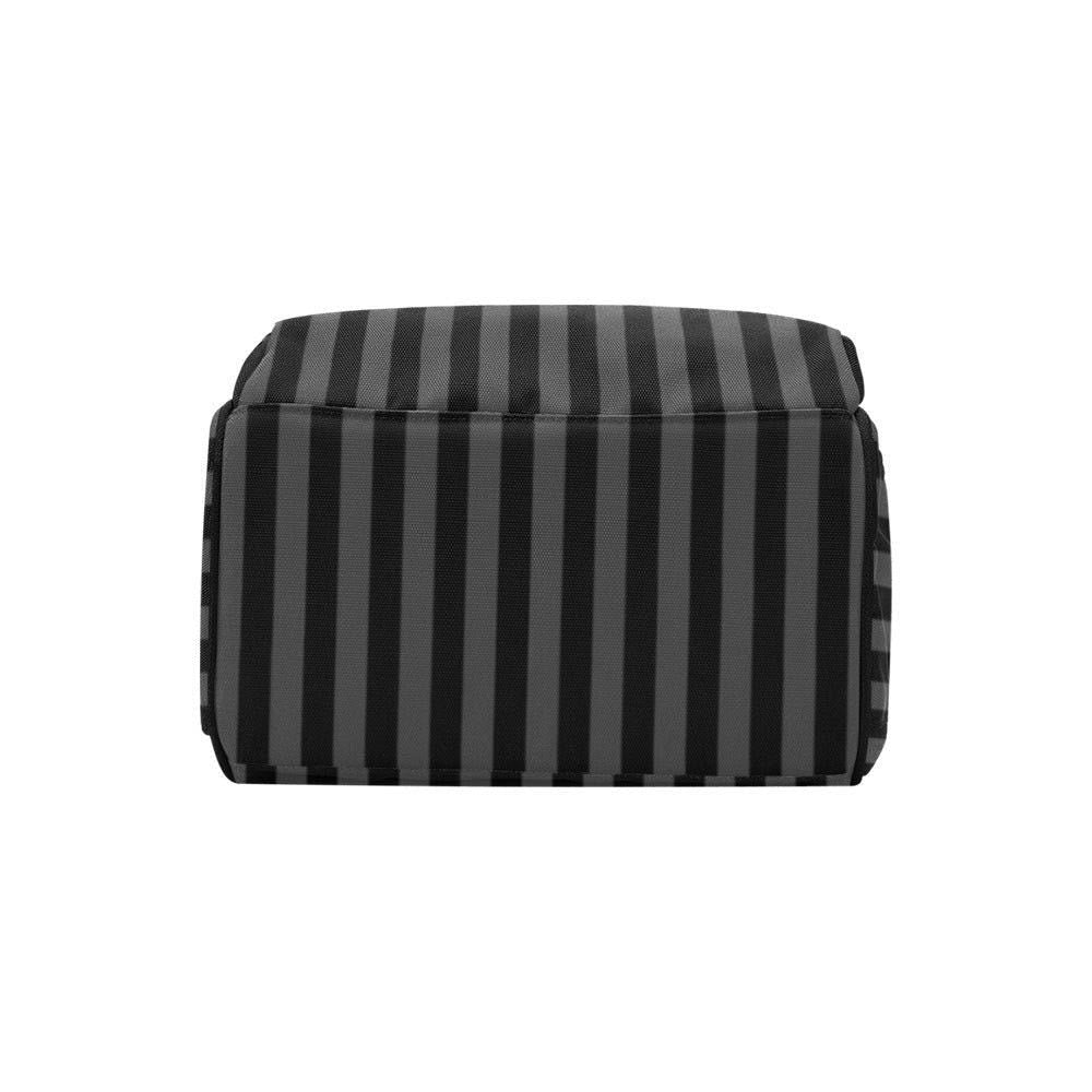 Black Striped Backpack, Gothic Diaper Bag, Dark Academia Organizer, Witchy Mom Tote, Alternative Baby Gear,Elegant Goth Gift,Goth Travel Bag