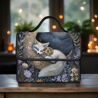 Sleeping Fox Woodland Night Handbag, Fairycore Fantasy Forest Clutch, Celestial Animal Bag
