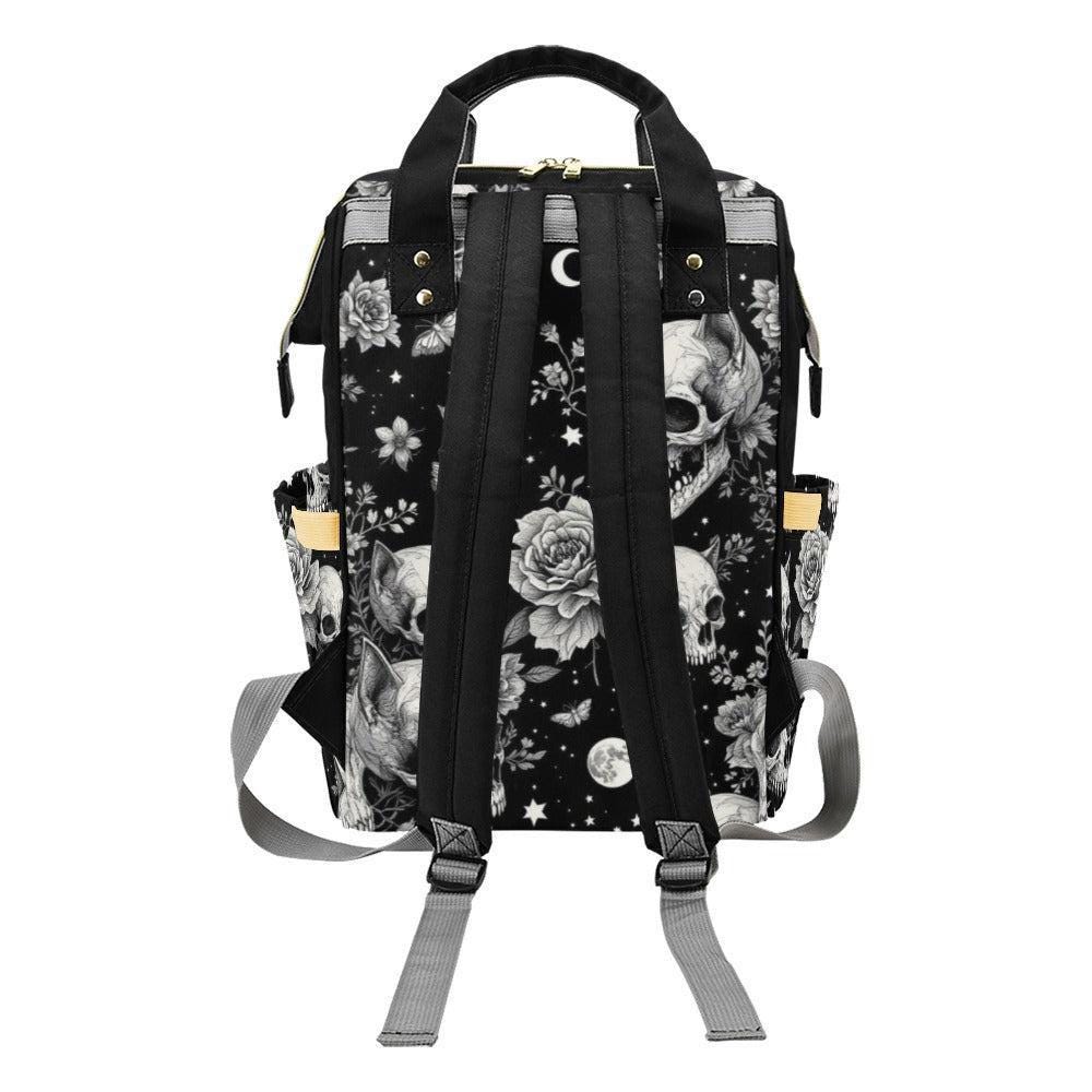 Diaper Bag Backpack, Gothic Skull Mom Bag, Celestial Baby Travel Bag