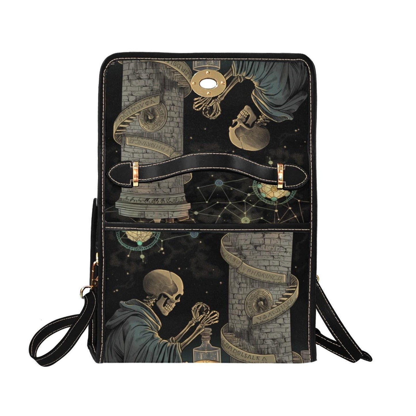 Dark Academia Alchemist Satchel, Gothic Skeleton Bag, Occult Vintage Apothcary Handbag