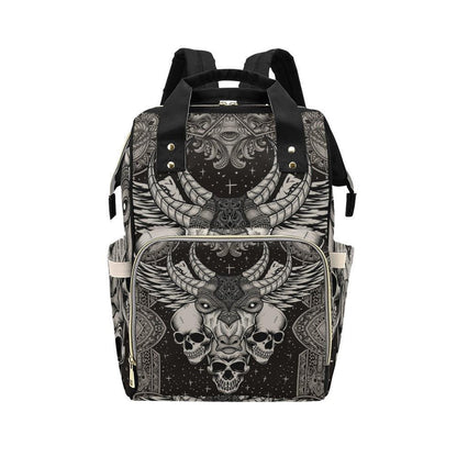 Gothic Diaper Bag Backpack, Ram Skull Mom Backpack, Baby Travel Bag