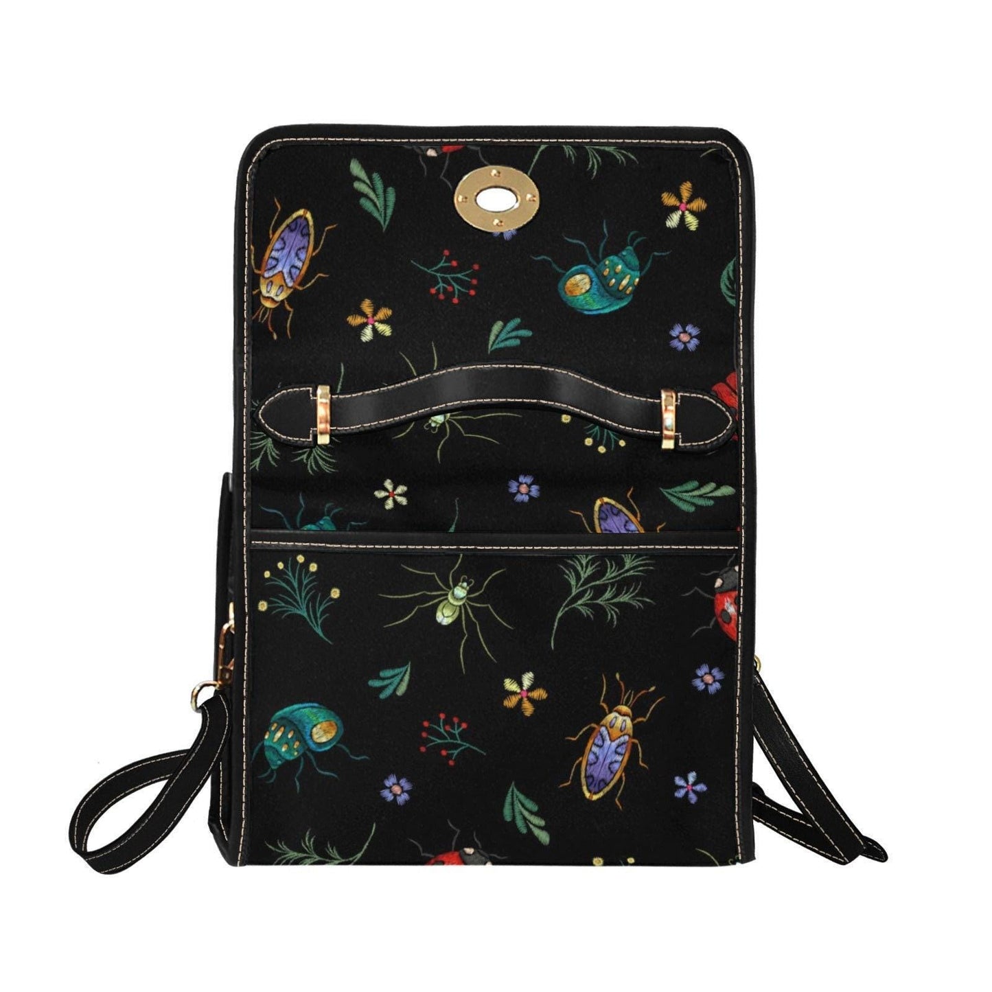 Bug Beetle Print Crossbody Bag, Naturecore Soft Goth Purse