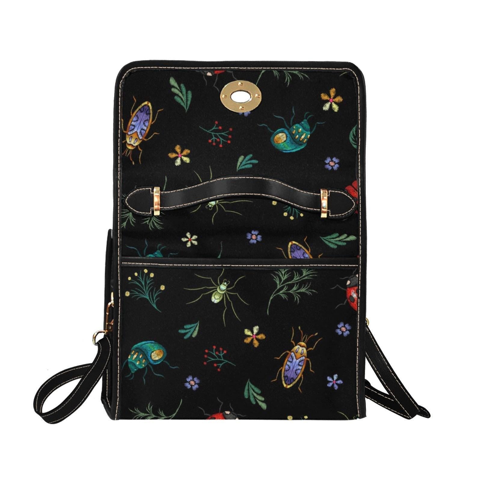 Bug Beetle Print Crossbody Bag, Naturecore Soft Goth Purse