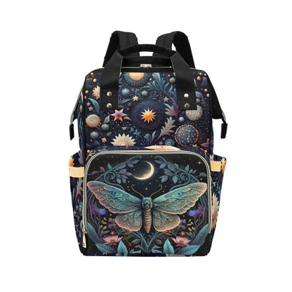 Moth Diaper Bag Backpack, Moon Baby Travel Bag, Enchanted Nursery Organizer